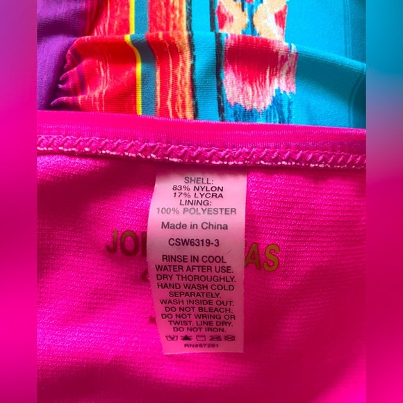 Johnny Was Striped Bathing Suit Back Tie Top & Hipster Bottoms Swim Set sz L & M - Picture 7 of 8